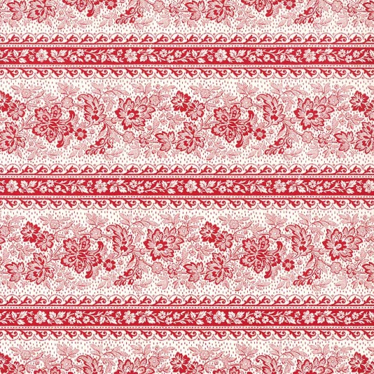 Red Floral Jacobean Stripes Italian Paper ~ Tassotti